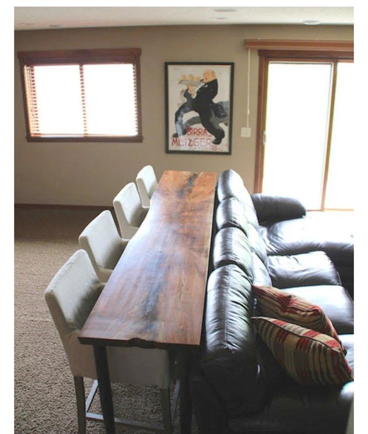 Live Edge Bar Table | Narrow Console Table | Industrial Sofa Table with Metal Legs
