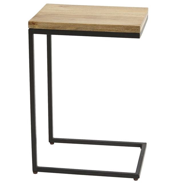 C-Shaped Side Table | Live Edge Wood Sofa Table | Industrial Laptop Table 11x15