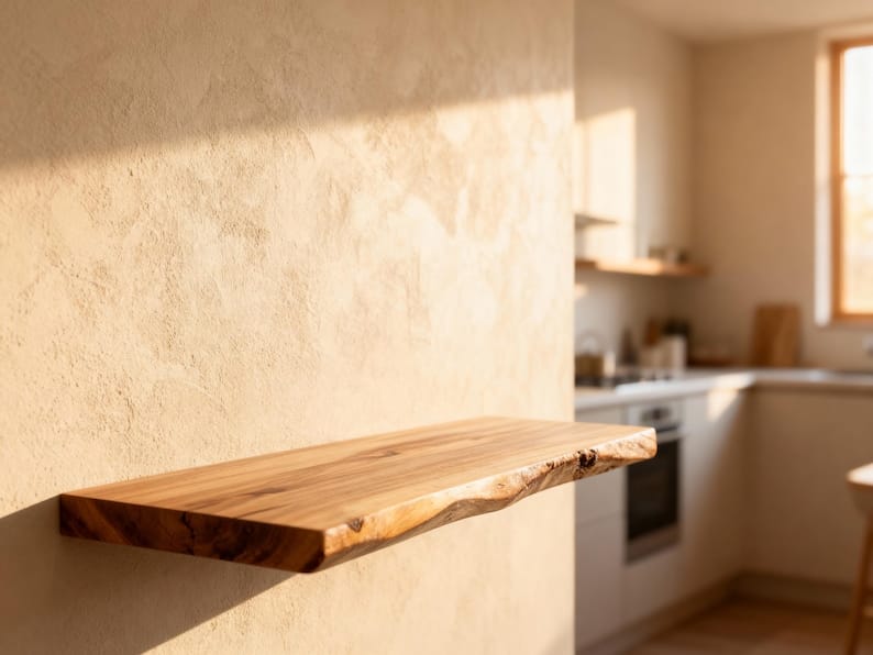 Live Edge Floating Shelf | Long Wooden Wall Shelf | Rustic Bookshelf