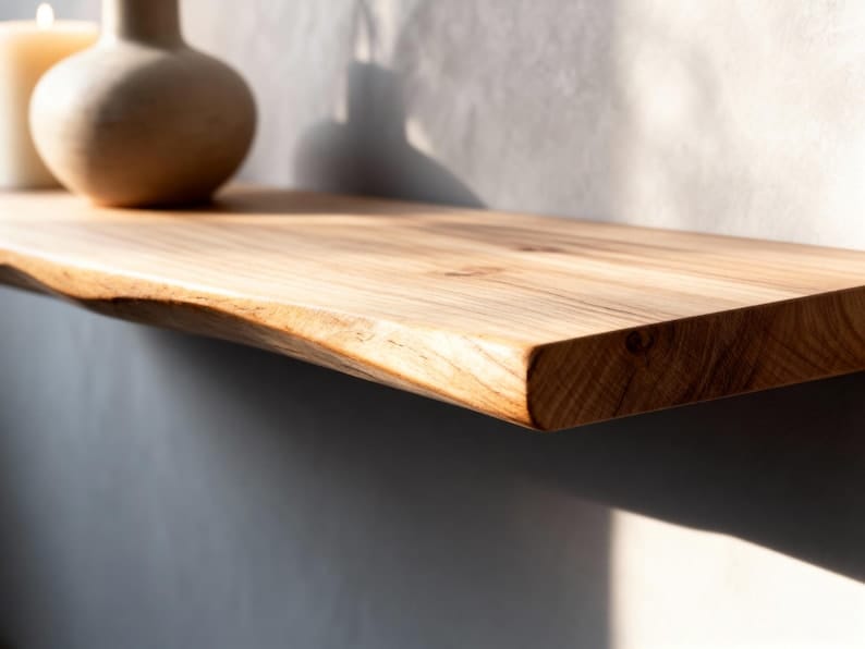 Live Edge Floating Shelf | Long Wooden Wall Shelf | Rustic Bookshelf