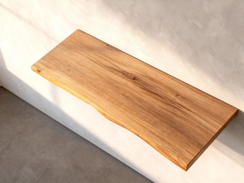 Live Edge Floating Shelf | Long Wooden Wall Shelf | Rustic Bookshelf