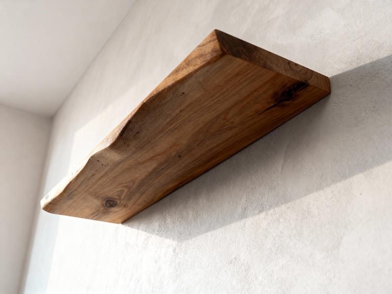 Live Edge Floating Shelf | Long Wooden Wall Shelf | Rustic Bookshelf