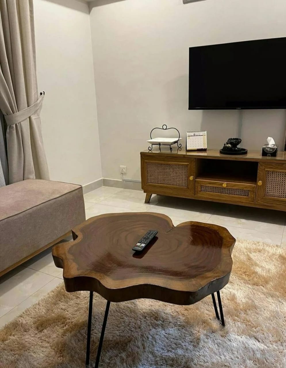 Live Edge Side Table | Solid Wood Coffee Table | Rustic End Table with Metal Legs