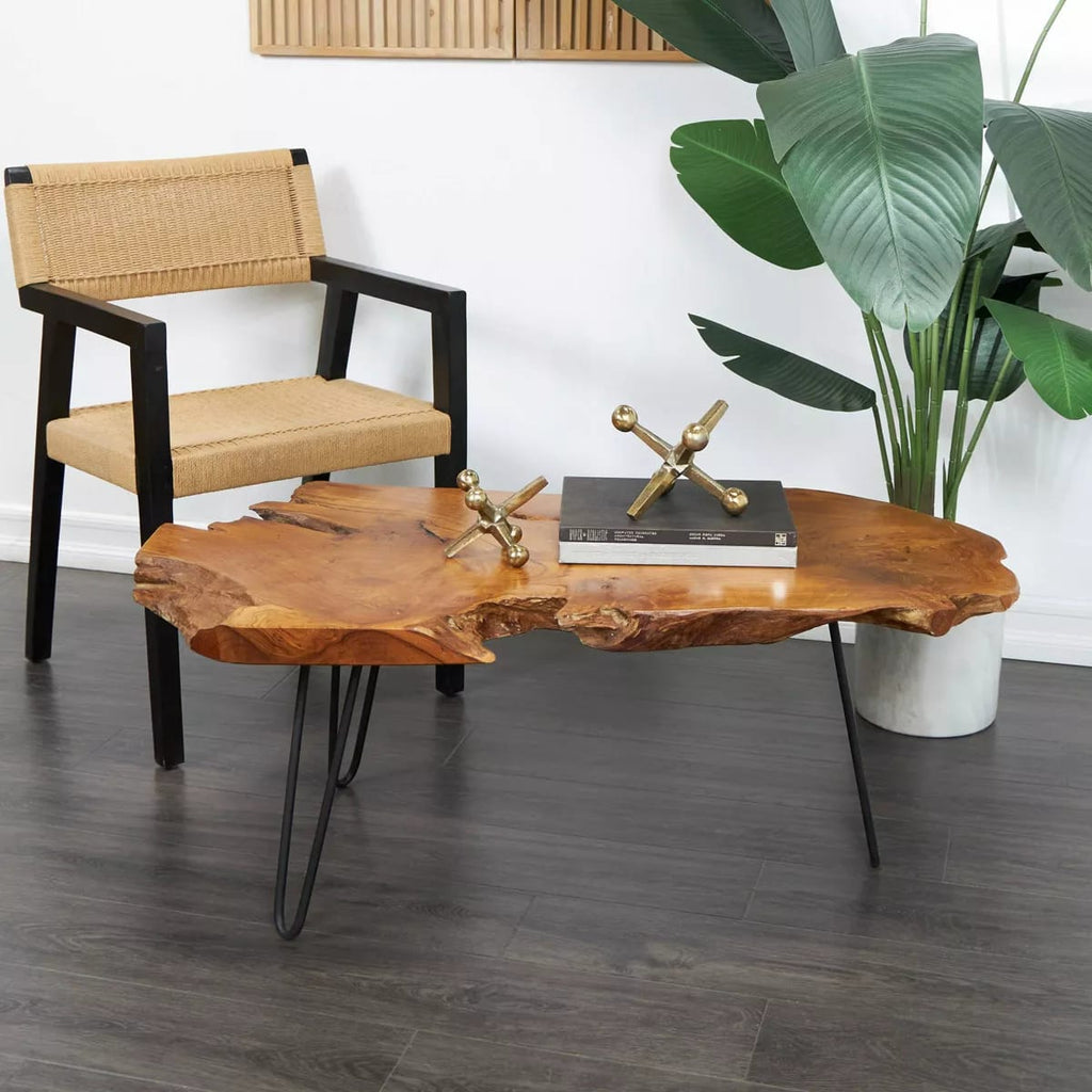 Live Edge Side Table | Solid Wood Coffee Table | Rustic End Table with Metal Legs