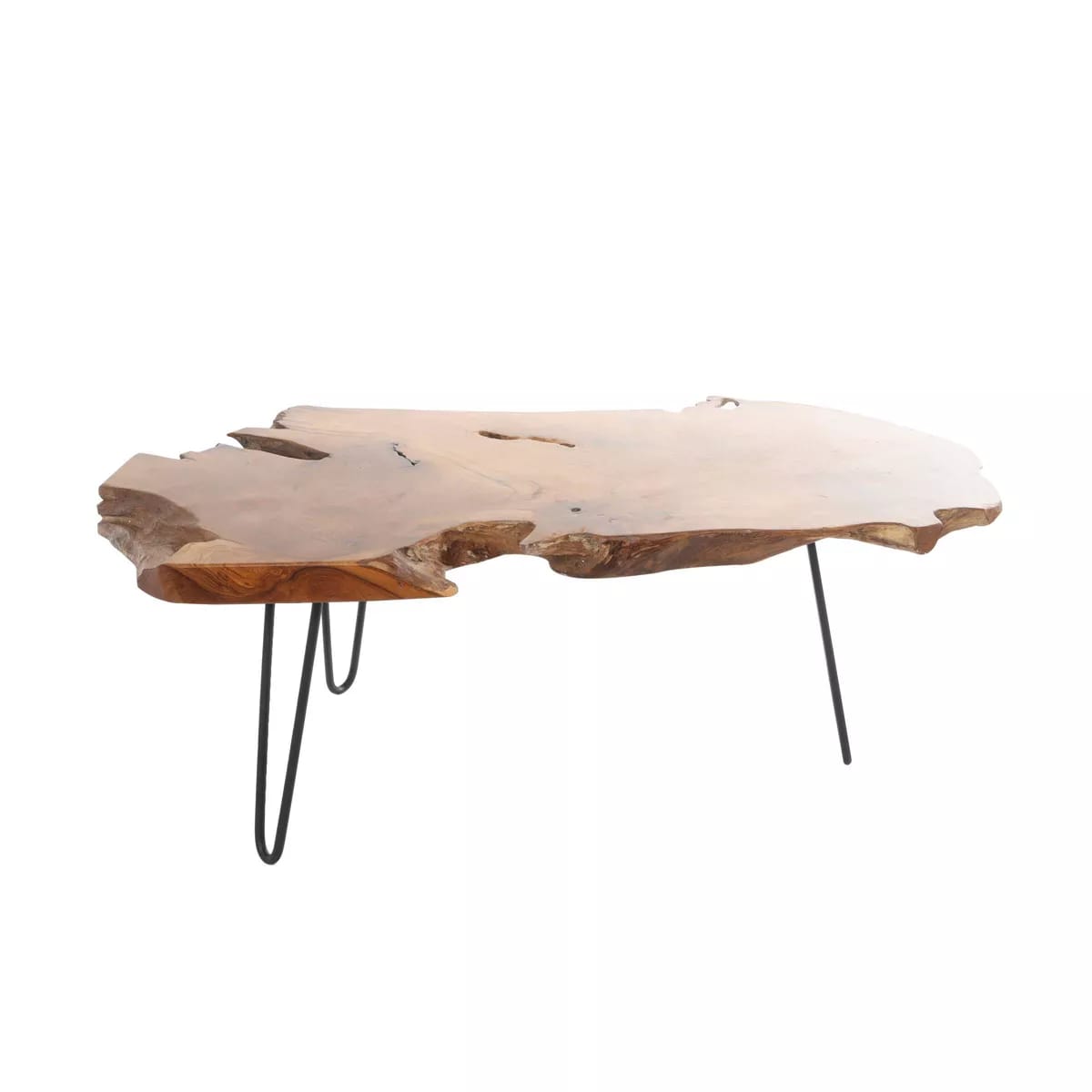 Live Edge Side Table | Solid Wood Coffee Table | Rustic End Table with Metal Legs