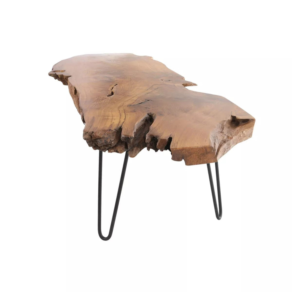 Live Edge Side Table | Solid Wood Coffee Table | Rustic End Table with Metal Legs