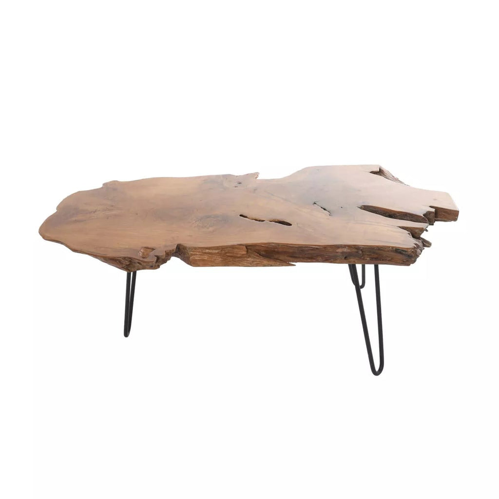 Live Edge Side Table | Solid Wood Coffee Table | Rustic End Table with Metal Legs
