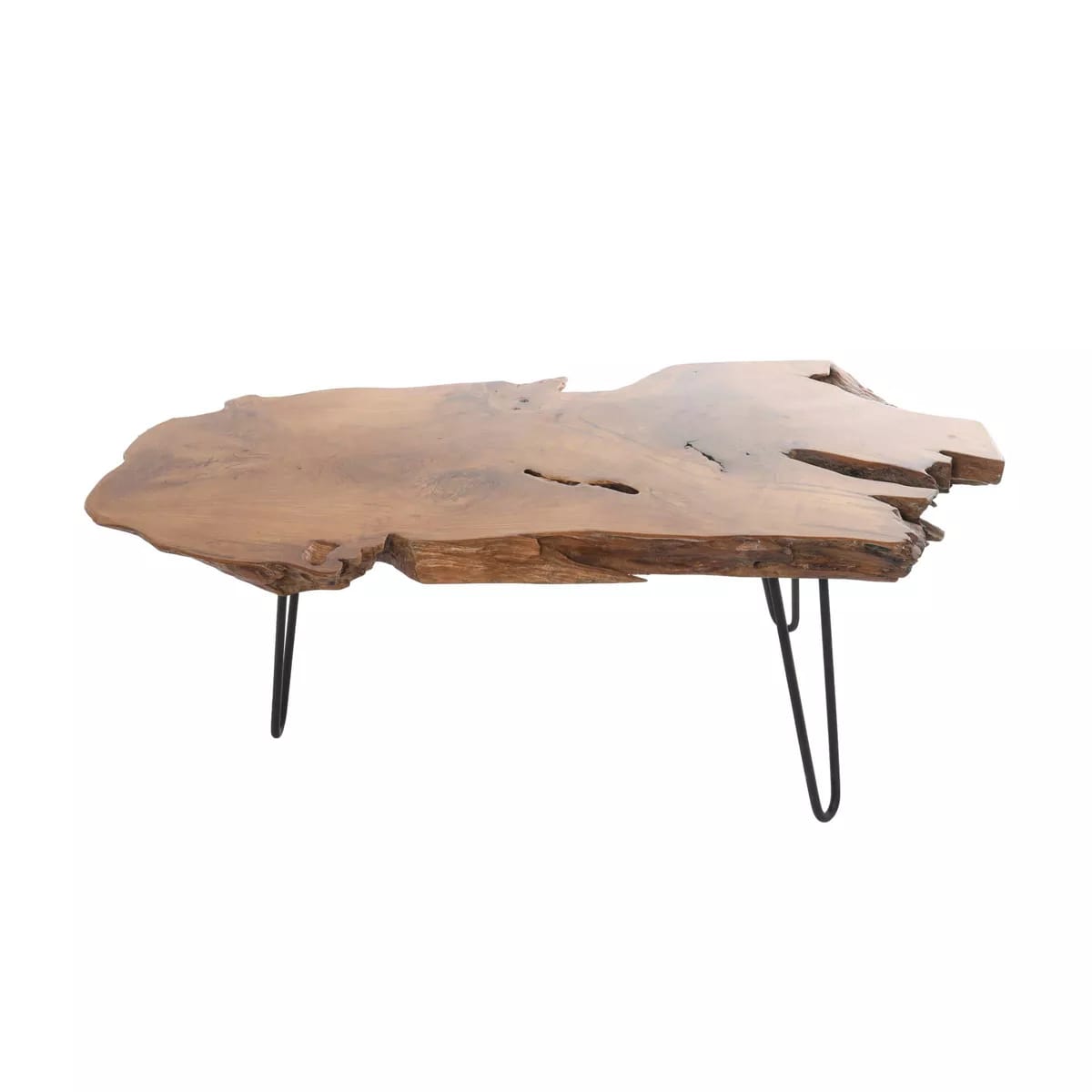 Live Edge Side Table | Solid Wood Coffee Table | Rustic End Table with Metal Legs