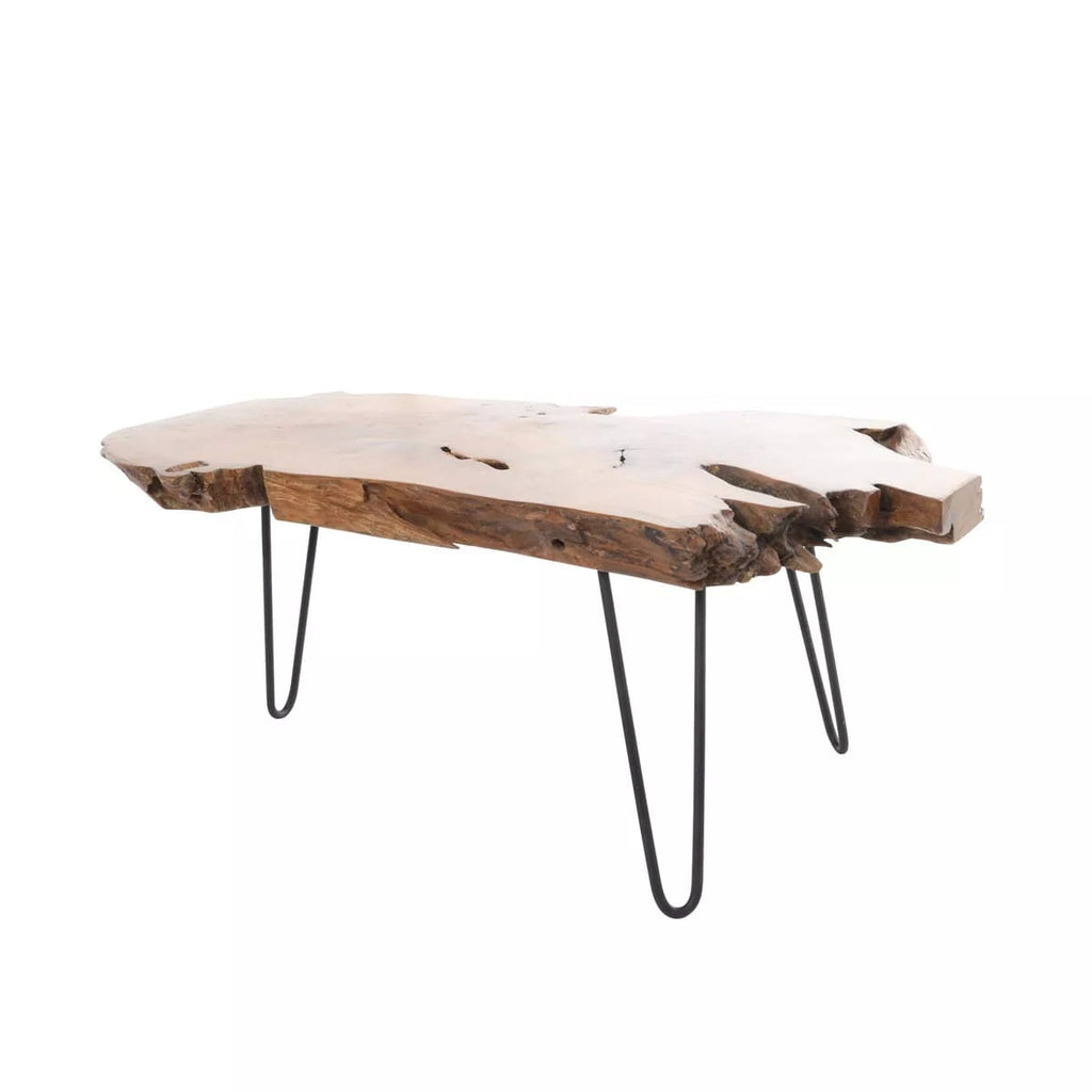 Live Edge Side Table | Solid Wood Coffee Table | Rustic End Table with Metal Legs