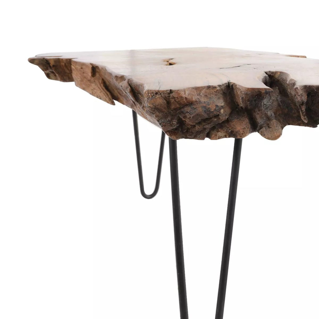 Live Edge Side Table | Solid Wood Coffee Table | Rustic End Table with Metal Legs