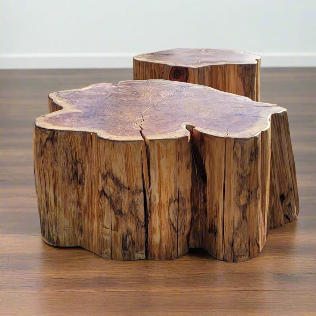Live Edge Wood Stool | Natural Log Table | Rustic Solid Wood Furniture