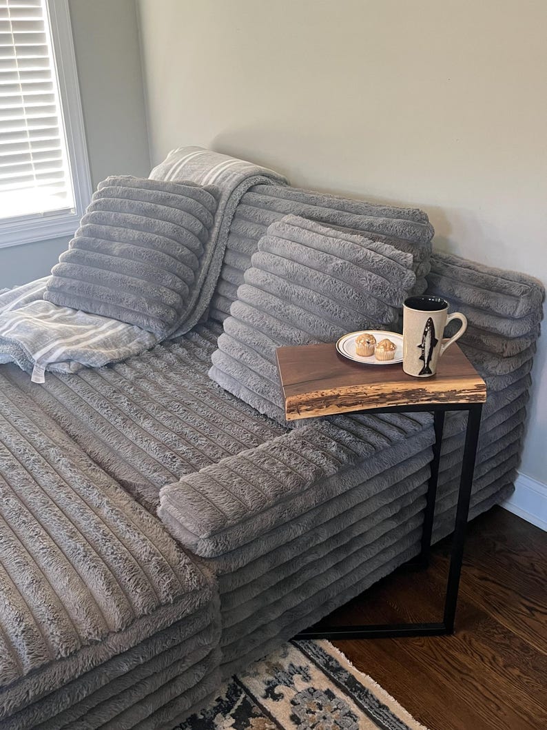 Live Edge End Table | Natural Wood Side Table | Modern Metal Leg Accent Table