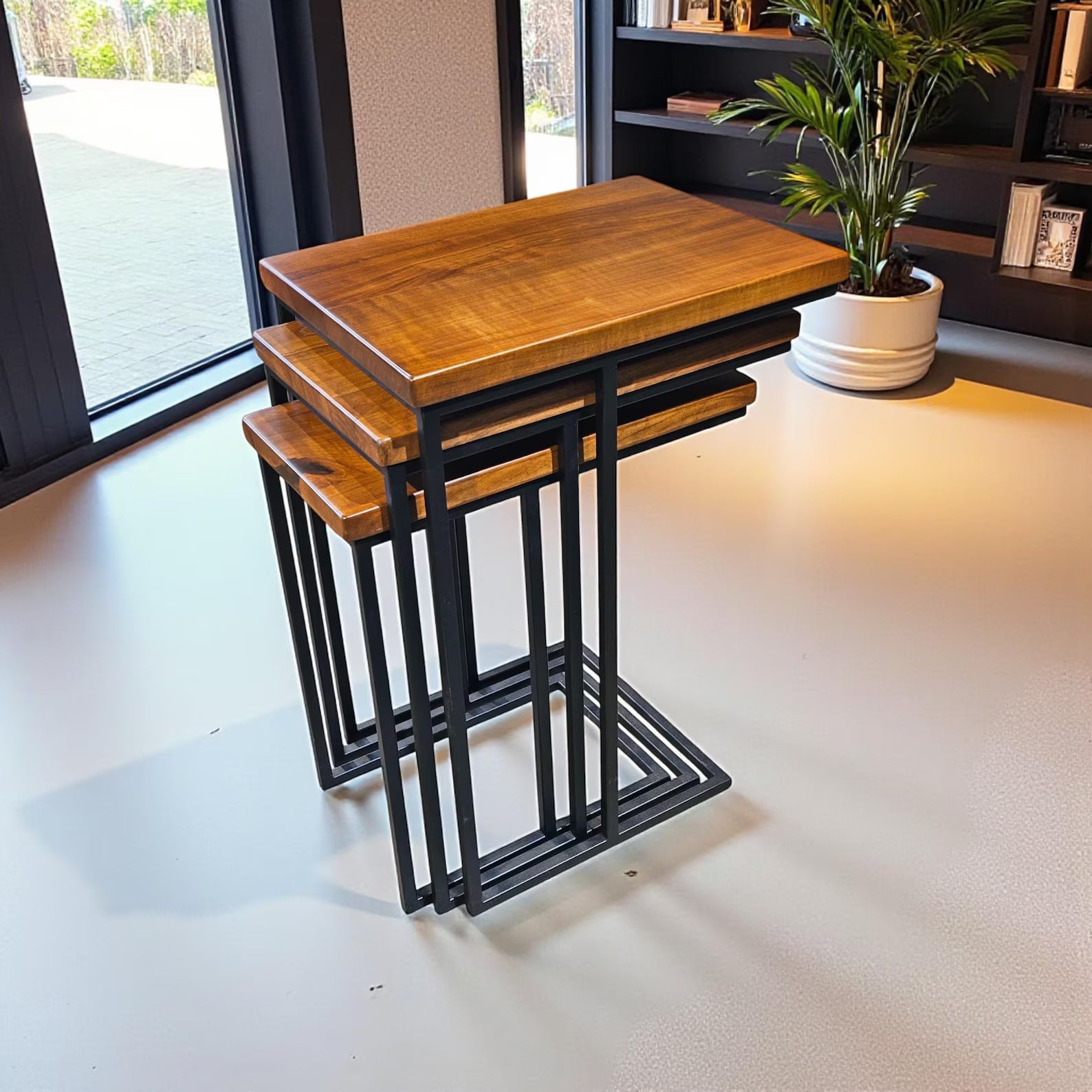 Sheesham Nesting Tables – Solid Wood Modern Side Table Set of 3