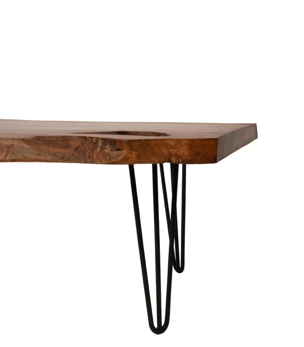 Live Edge Coffee Table | Rustic Farmhouse Center Table | Solid Wood Metal Legs
