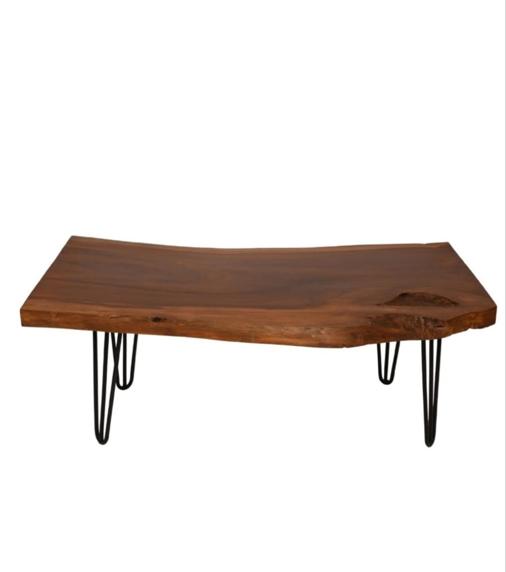 Live Edge Coffee Table | Rustic Farmhouse Center Table | Solid Wood Metal Legs