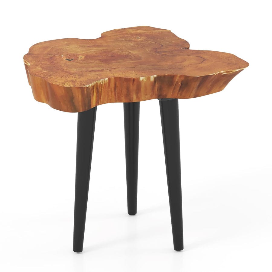 Live Edge Coffee Table with Wooden Legs – Natural Wood Tree Line Rustic Coffee Table
