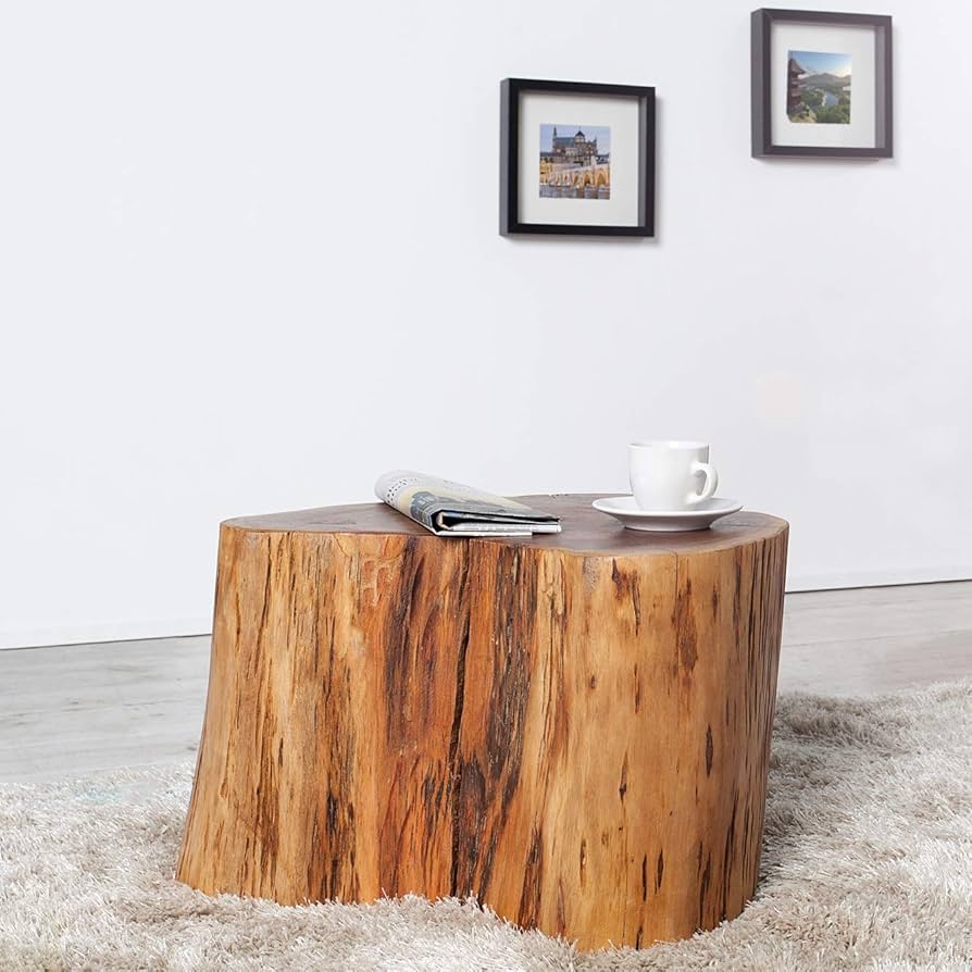 Live Edge Wood Stool | Natural Log Table | Rustic Solid Wood Furniture