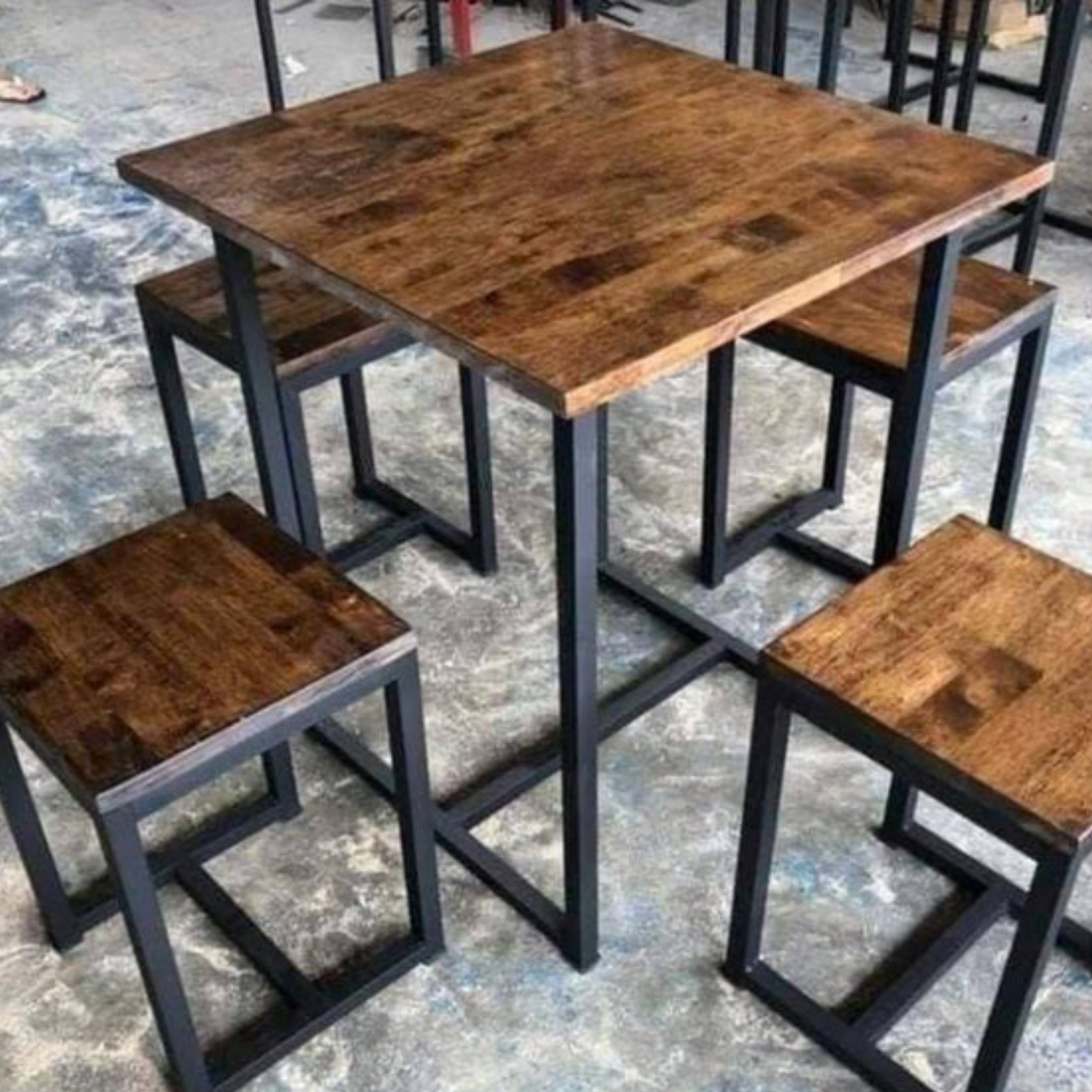 5 Piece Dining Table & Chairs Set – Sheesham Wood & Metal Frame