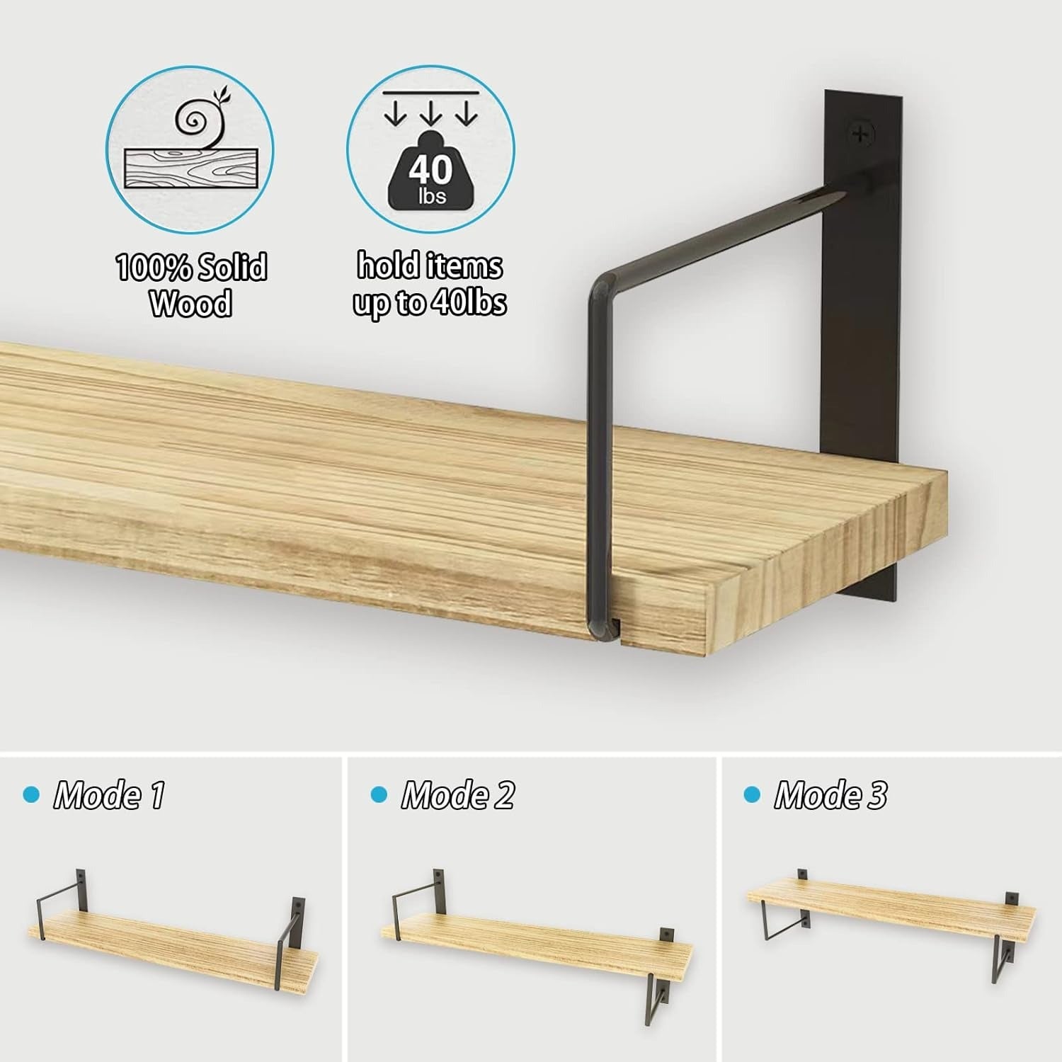 Floating Shelves 24 Inches – Wall-Mounted Rustic Wood Storage | Modern Minimalist Décor for Living Room, Bathroom & Bedroom