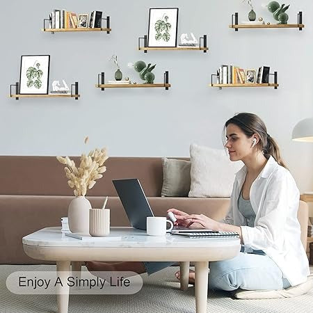 Floating Shelves 24 Inches – Wall-Mounted Rustic Wood Storage | Modern Minimalist Décor for Living Room, Bathroom & Bedroom