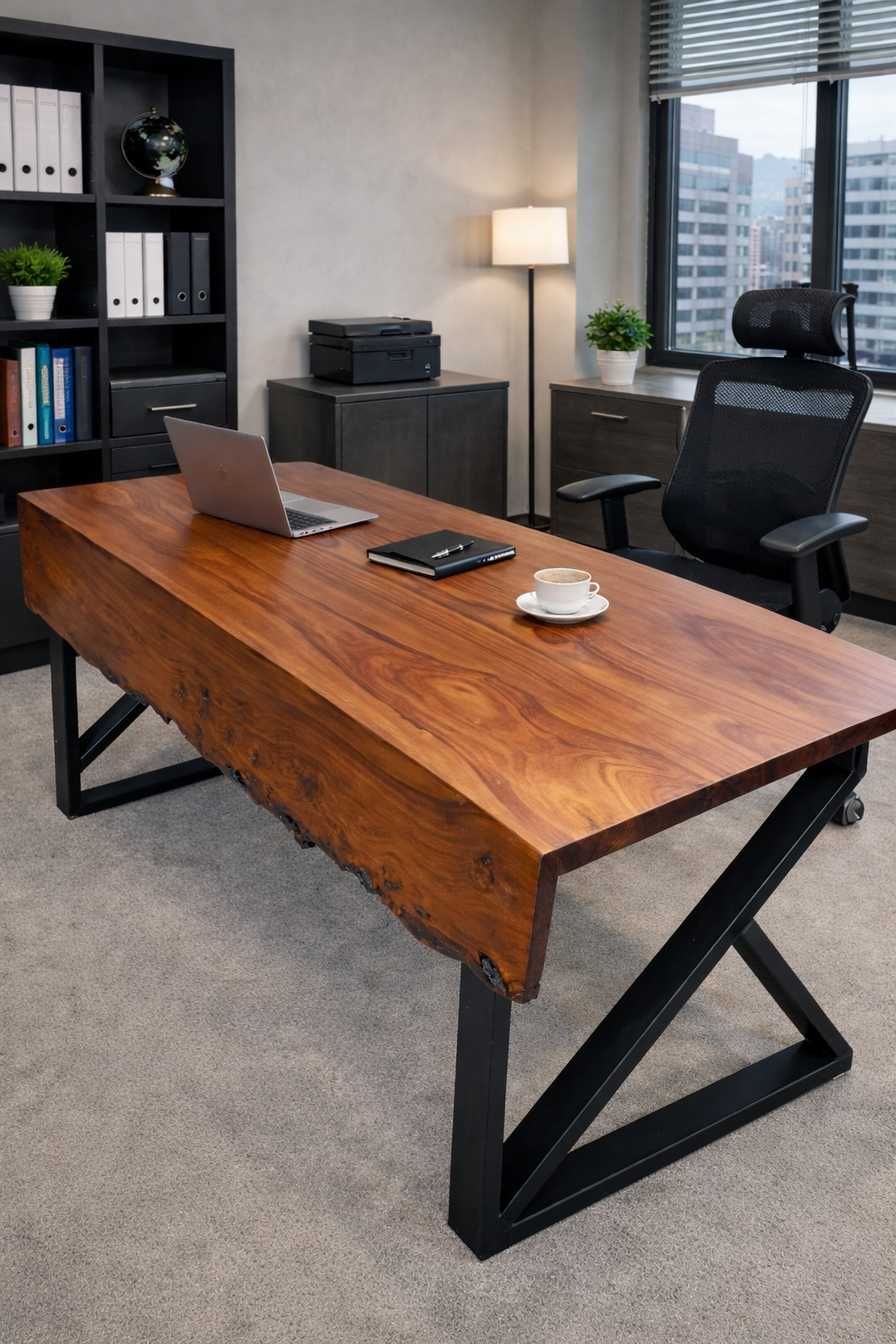 Live Edge Sheesham Wood Desk with Metal Legs – Premium Solid Wood Office Table | Aureus Living Pakistan
