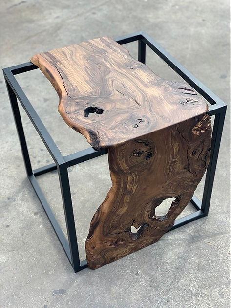 Live Edge Waterfall Side Table – Handcrafted Sheesham Wood