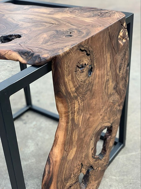Live Edge Waterfall Side Table – Handcrafted Sheesham Wood