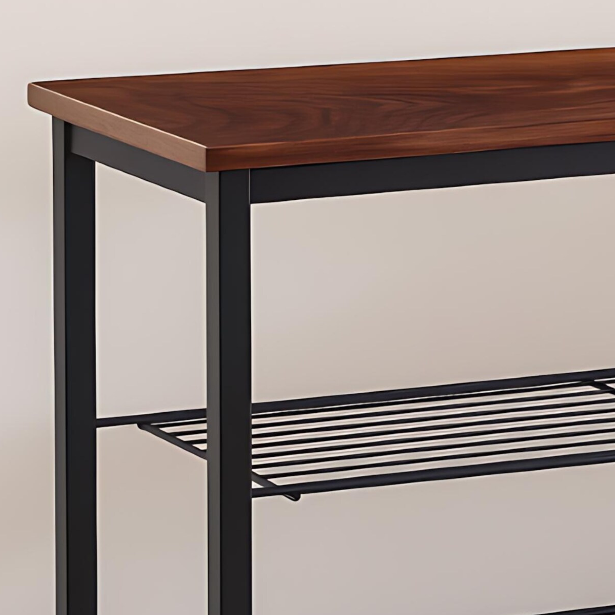 Handmade 4-Tier Metal Shoe Rack with Sheesham Wood Top