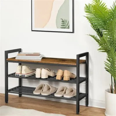 Sheesham Wood Hallway Shoe Cabinet – Multi-Space Wooden Storage Rack