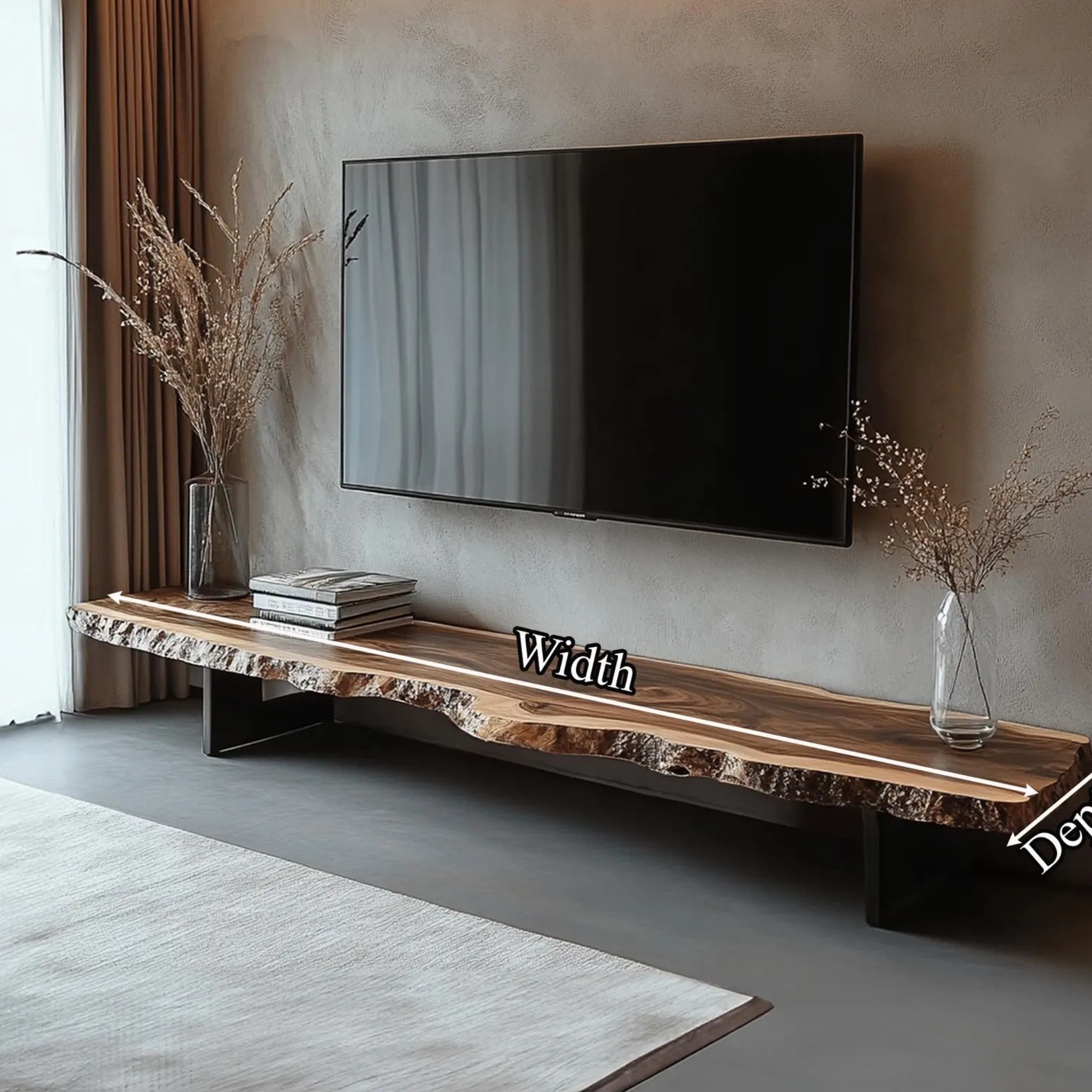 Live Edge Sheesham Wood TV Console – Solid Wooden Rustic Media Stand | Aureus Living Pakistan