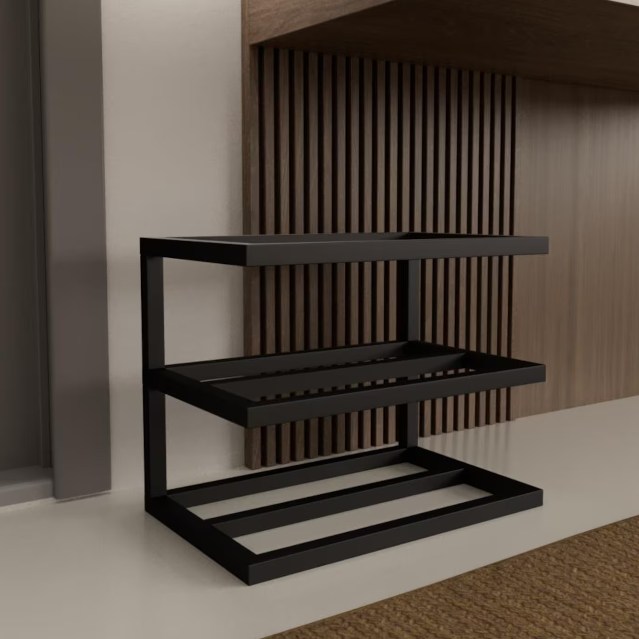 Minimalist 3-Tier Metal Shoe Rack – Compact Entryway Organizer | Aureus Living