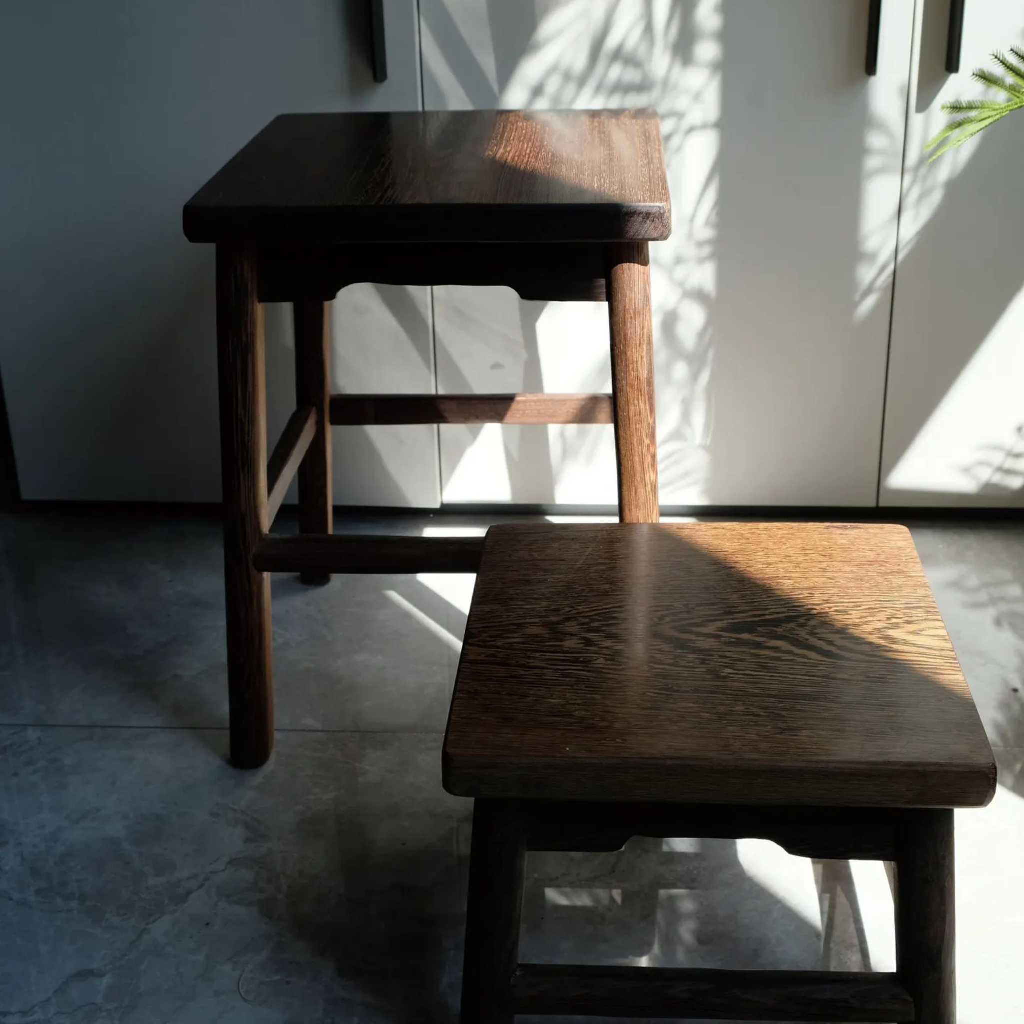 Handcrafted Sheesham Wood Square Stool – Minimalist Step Stool & Side Table | Aureus Living Pakistan
