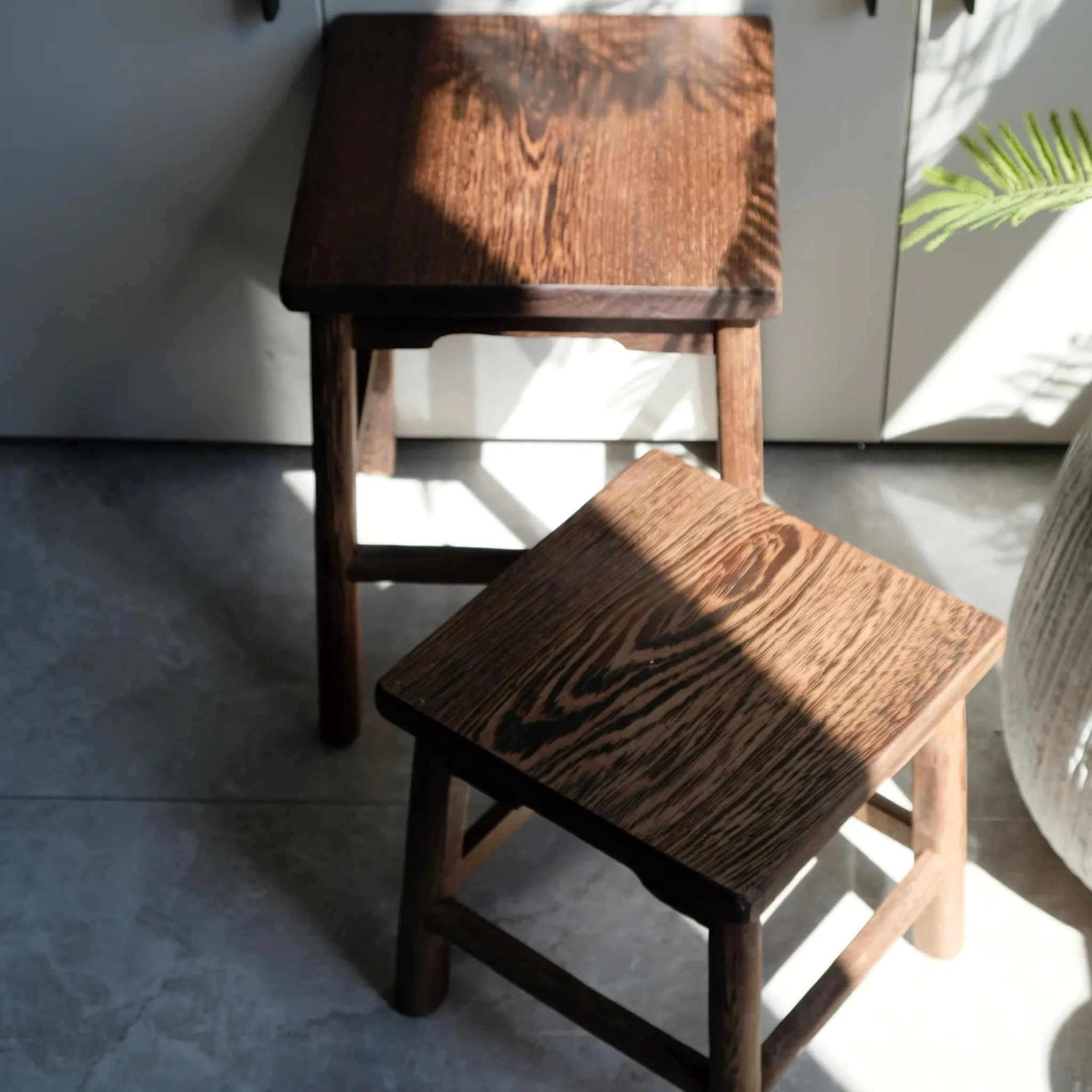 Handcrafted Sheesham Wood Square Stool – Minimalist Step Stool & Side Table | Aureus Living Pakistan