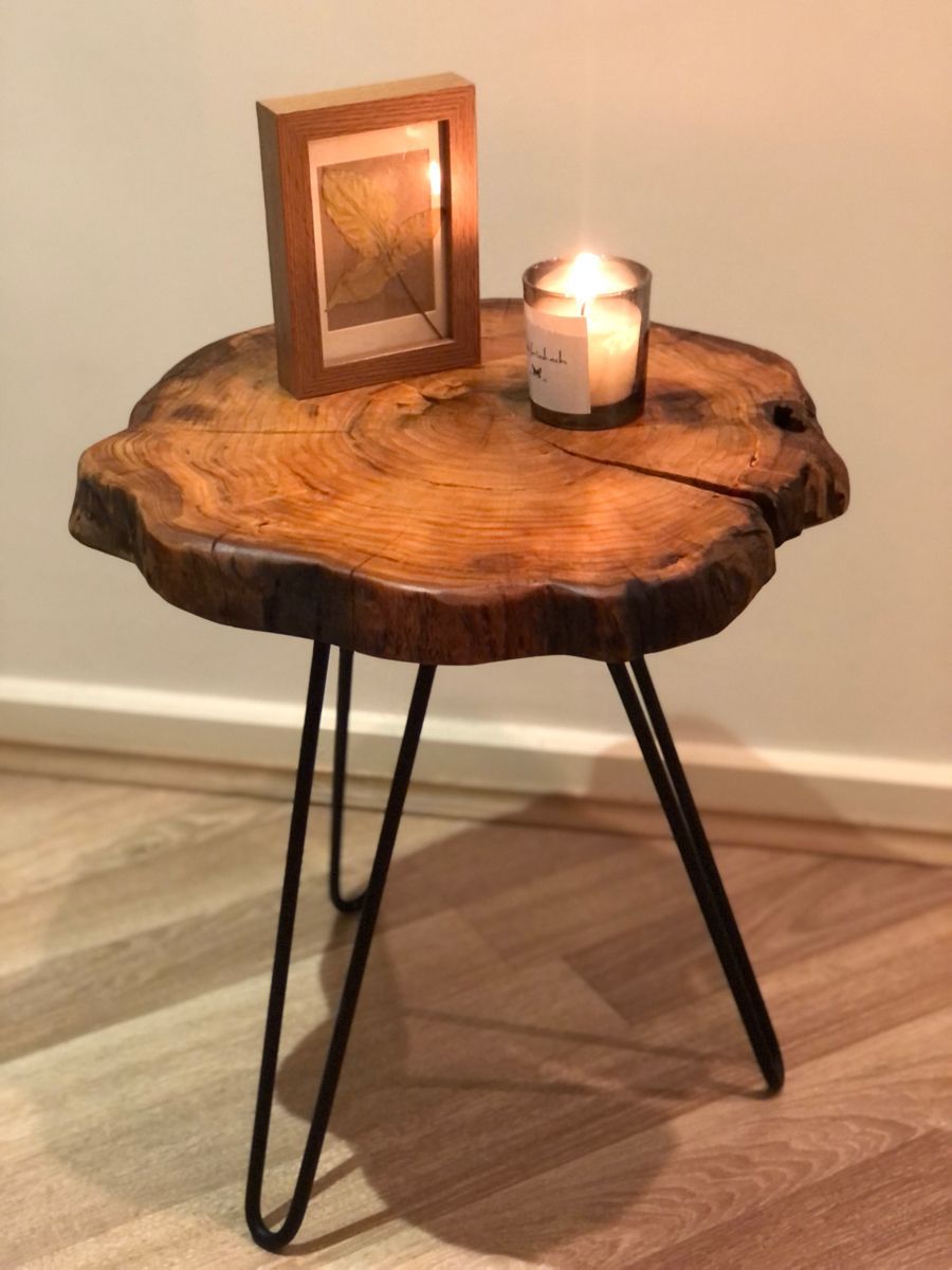 Rustic Charm Live Edge Coffee Table – Handcrafted Sheesham Wood with Natural Grain Finish