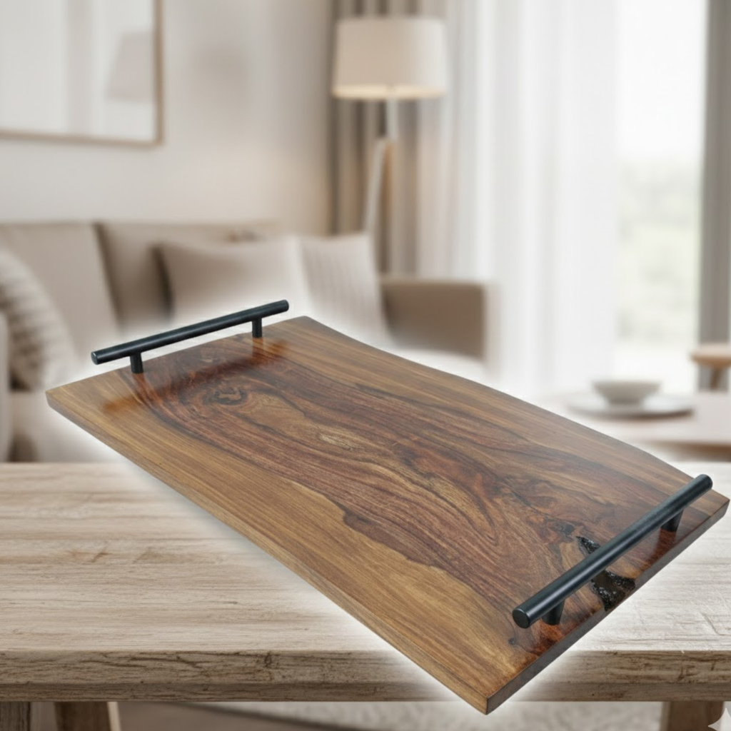 Sheesham Live Edge Cutting Board with Handle – Serving Tray