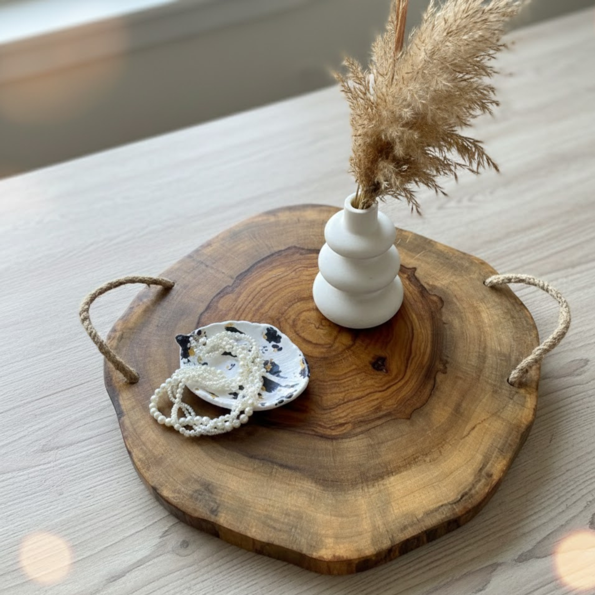 Sheesham Live Edge Trays with Rope Handles