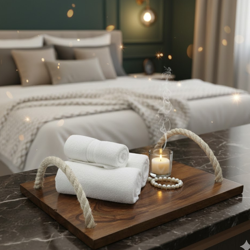 Sheesham Wooden Serving Trays with Rope Handles