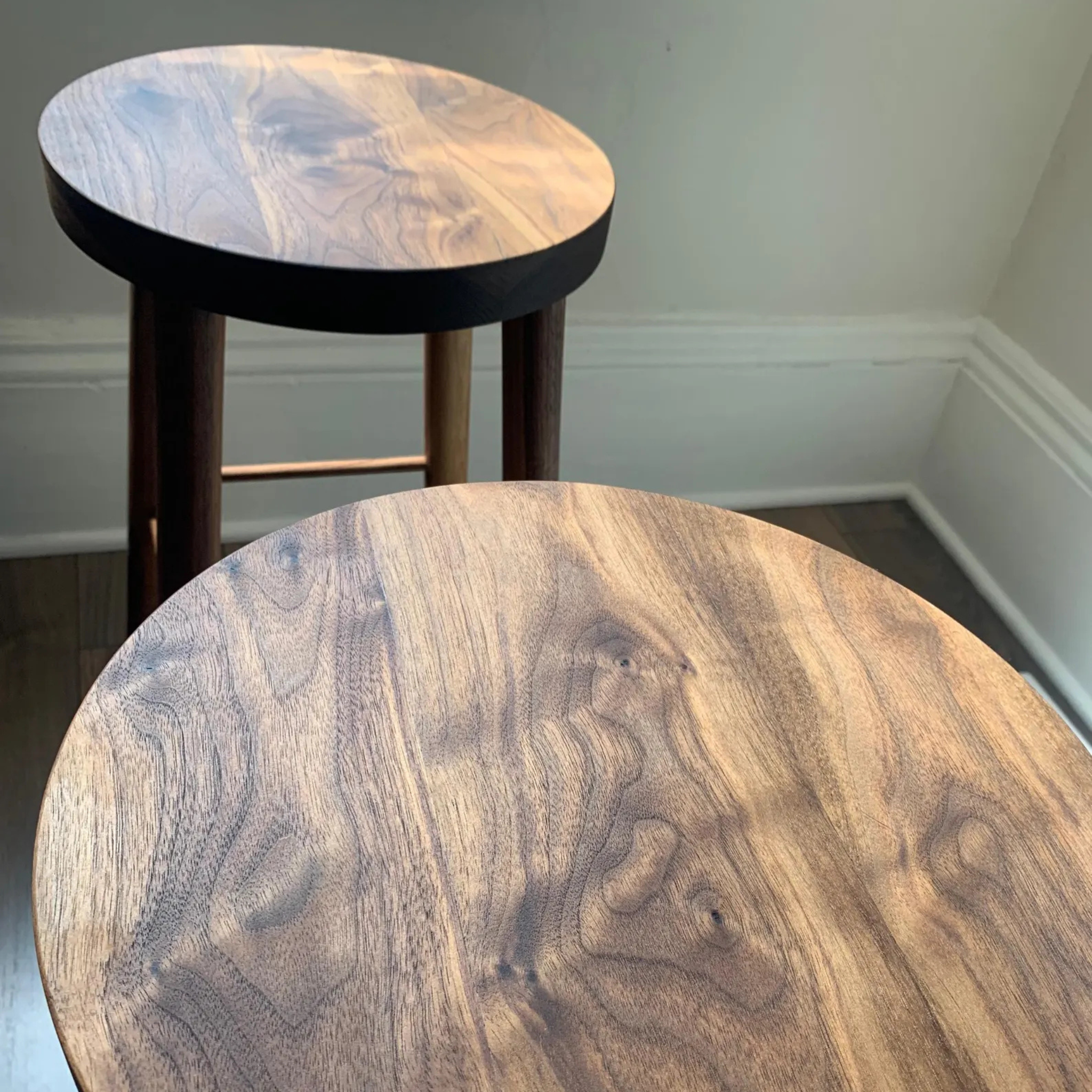 Solid Black Sheesham Bar Stools – Set of 2 Handmade Wooden Counter Stools | Aureus Living Pakistan