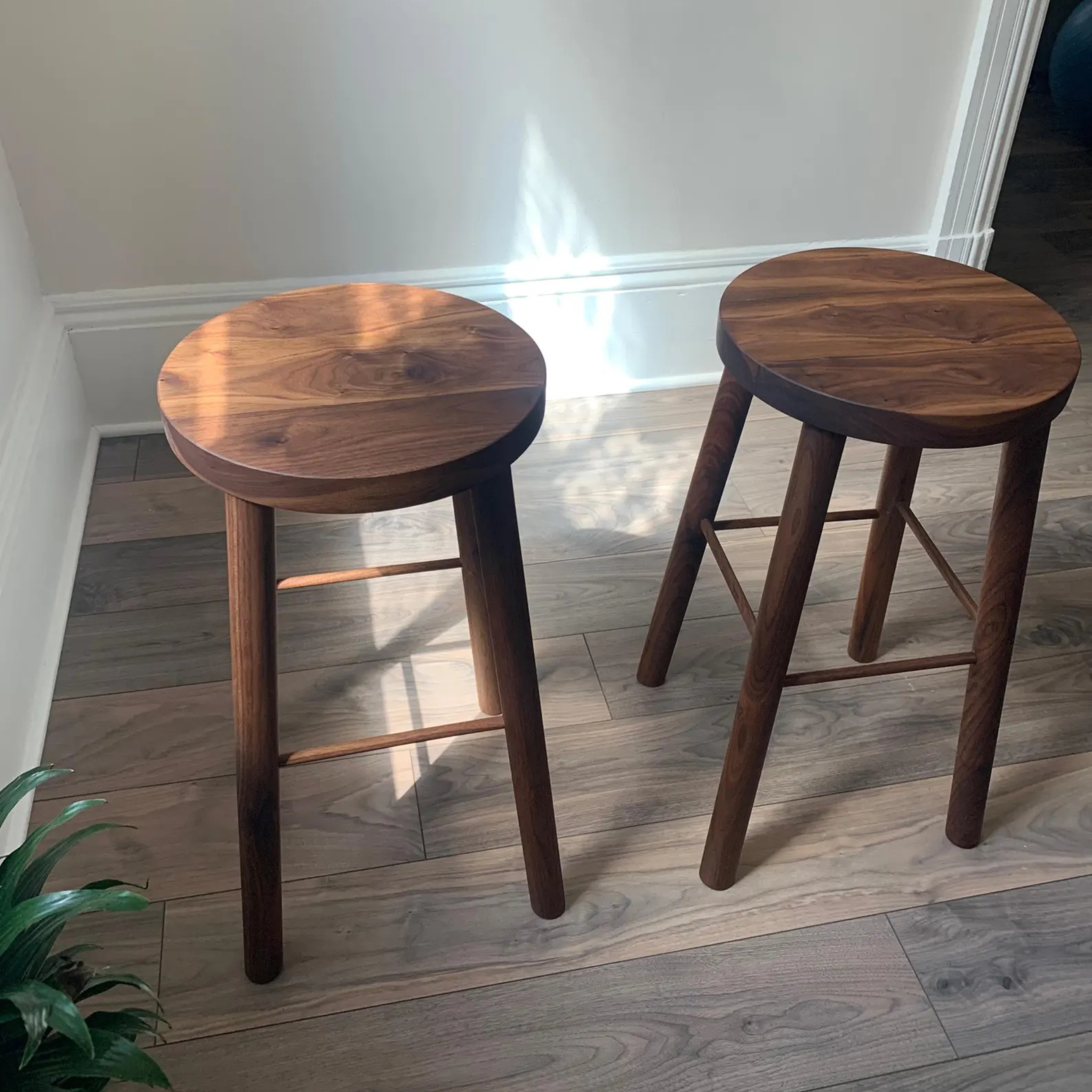 Solid Black Sheesham Bar Stools – Set of 2 Handmade Wooden Counter Stools | Aureus Living Pakistan