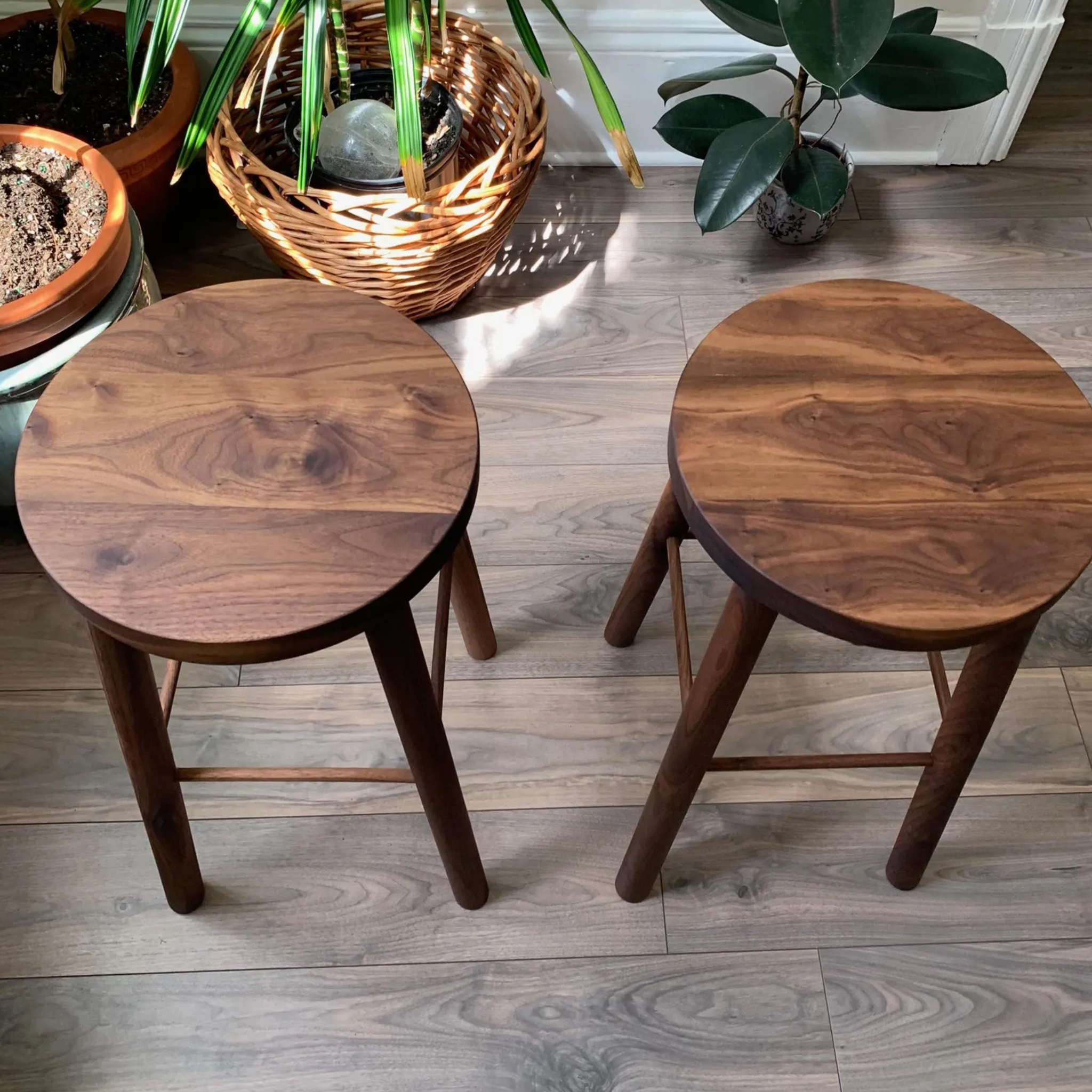 Solid Black Sheesham Bar Stools – Set of 2 Handmade Wooden Counter Stools | Aureus Living Pakistan