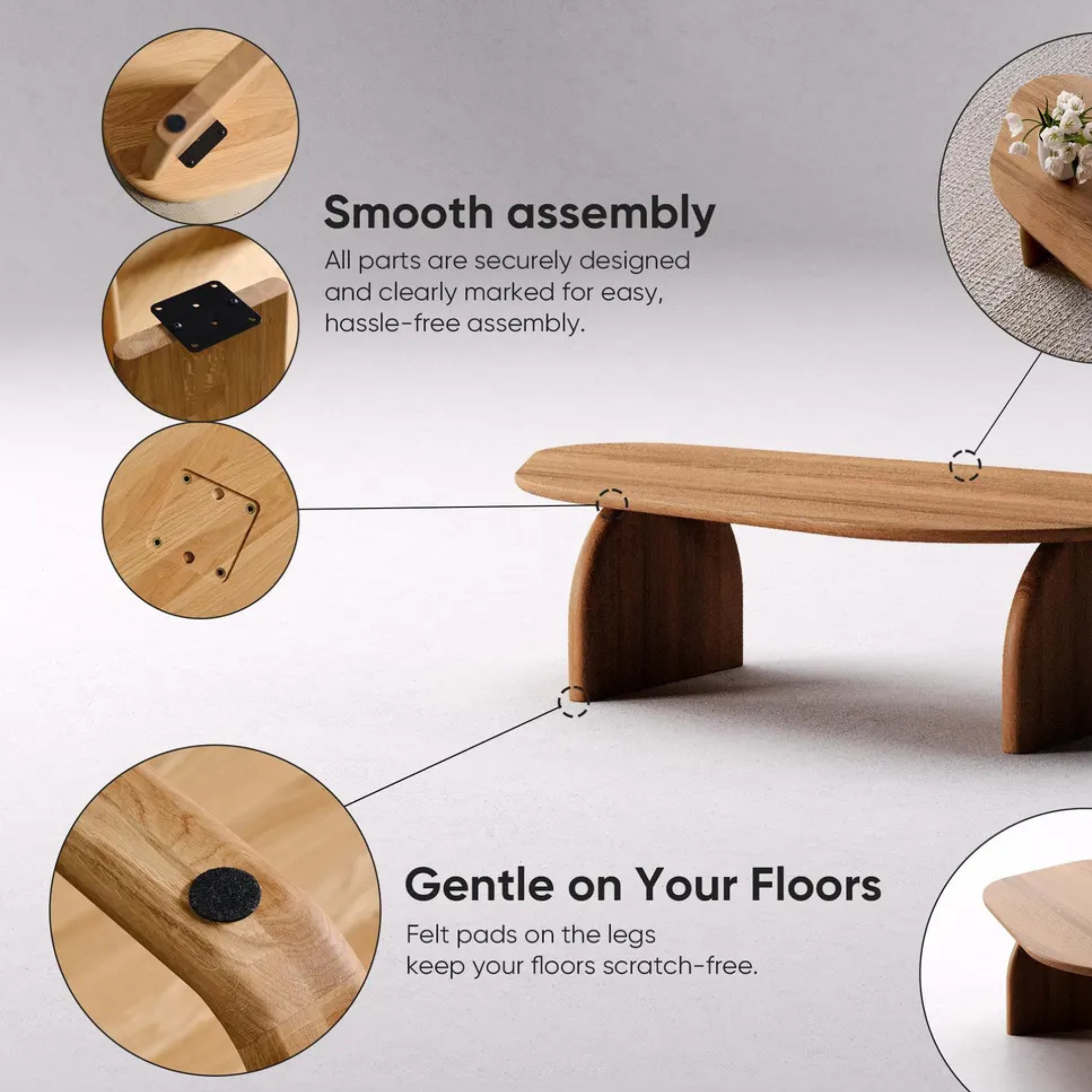 Modern Sheesham Wood Coffee Table – Unique Solid Wood Design | Aureus Living Pakistan