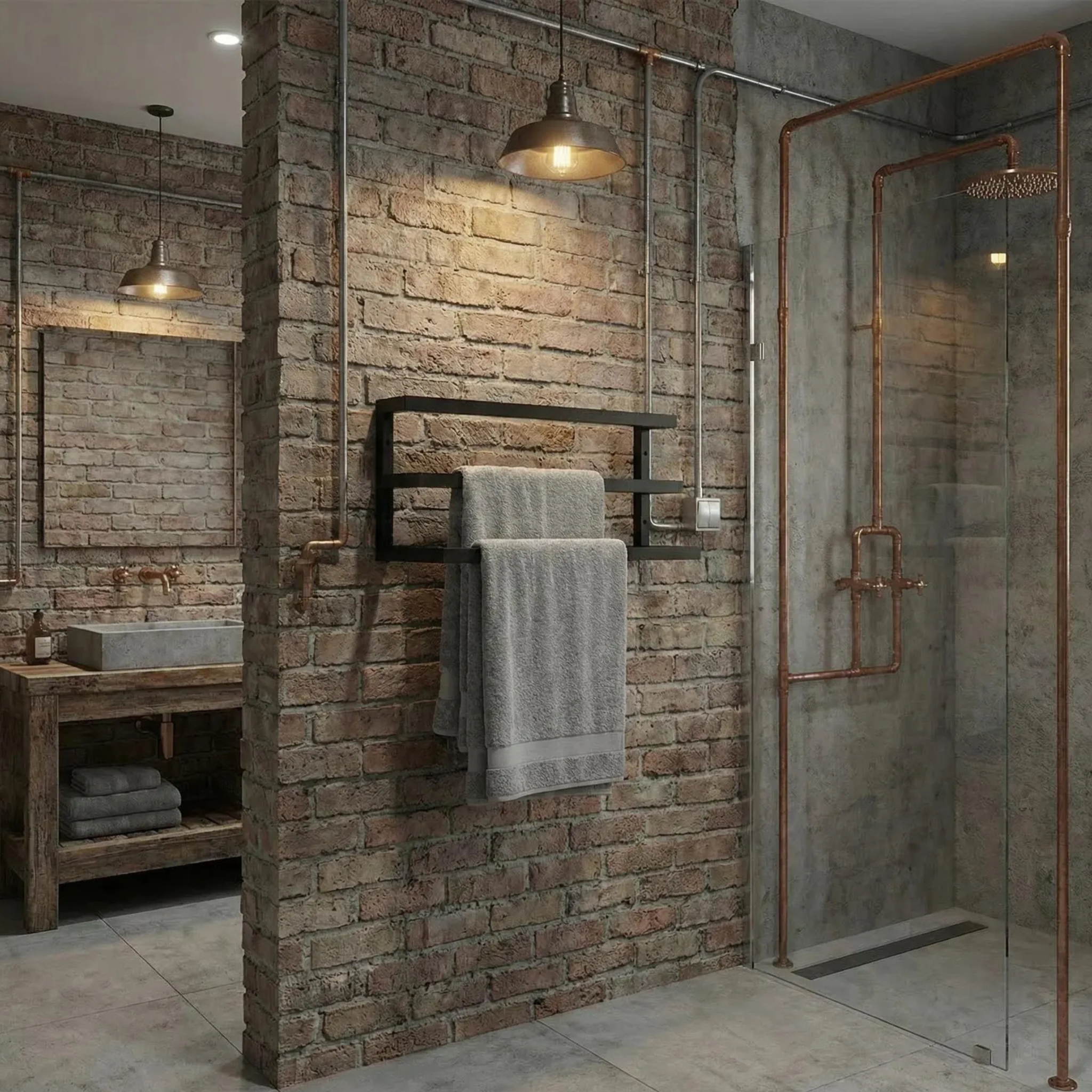 Wall Mounted Triple Bar Towel Rack – Industrial Steel Bathroom Organizer | Aureus Living Pakistan