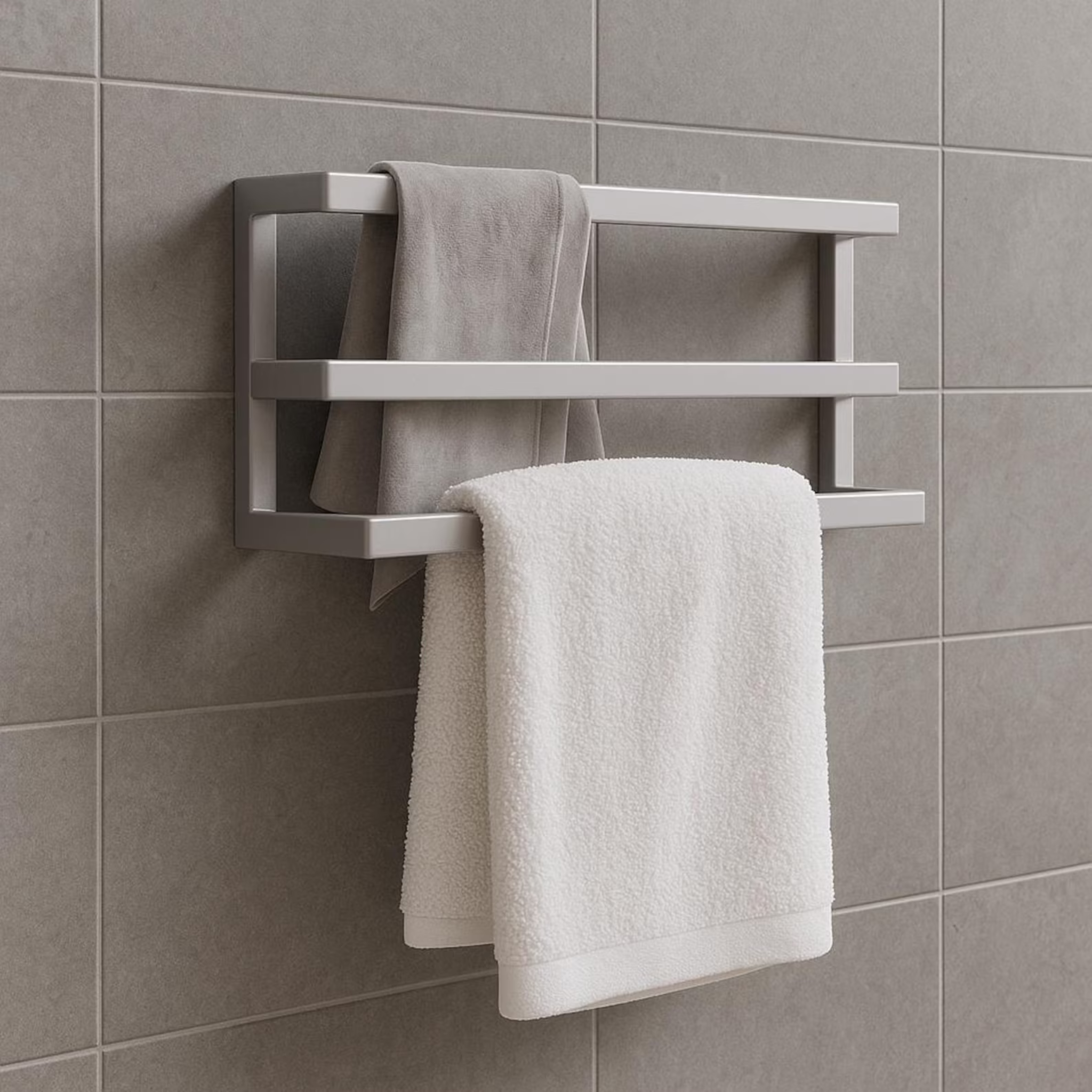 Wall Mounted 3-Tier Towel Rack with Hooks – Modern Space-Saving Bathroom Organizer | Aureus Living Pakistan