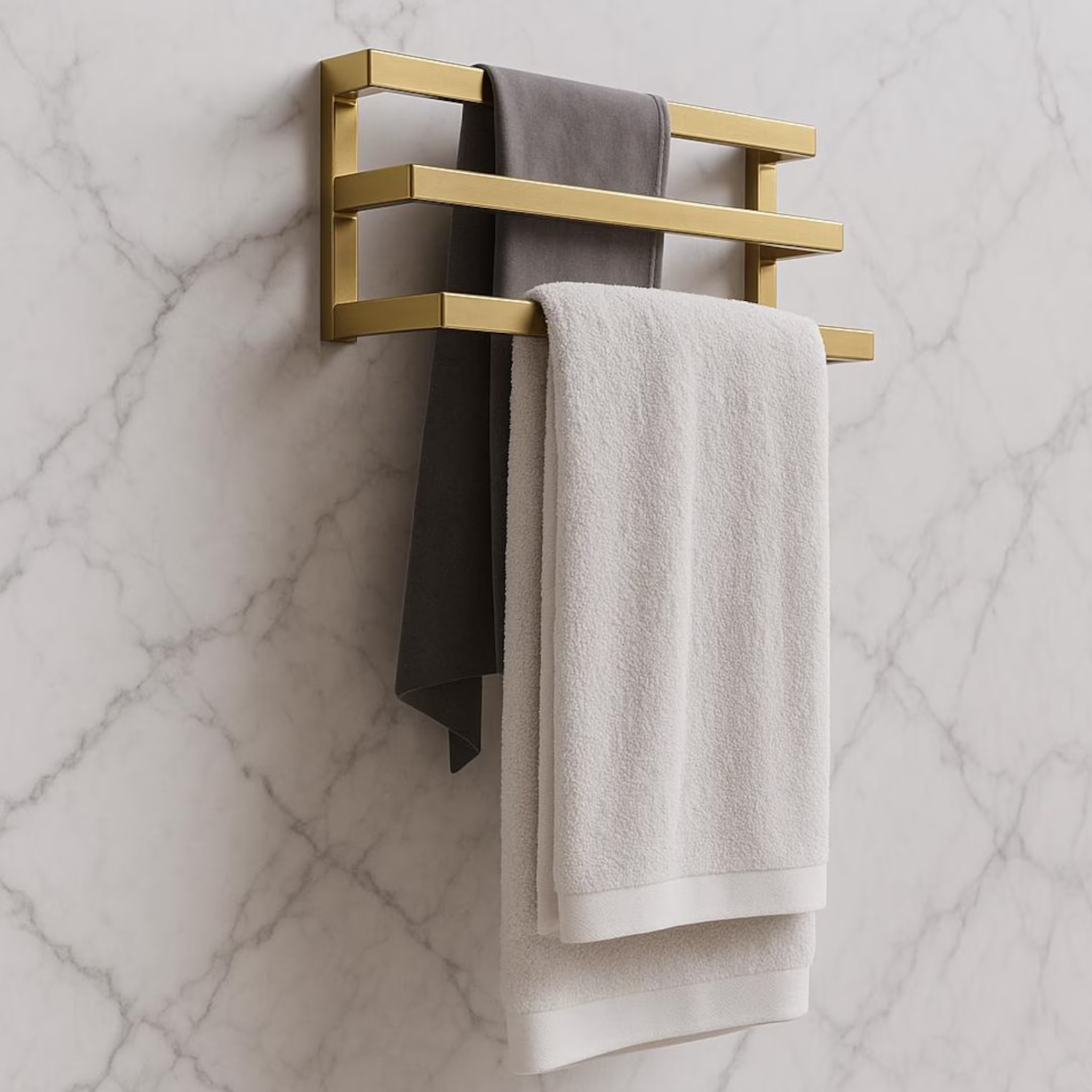Wall Mounted 3-Tier Towel Rack with Hooks – Modern Space-Saving Bathroom Organizer | Aureus Living Pakistan