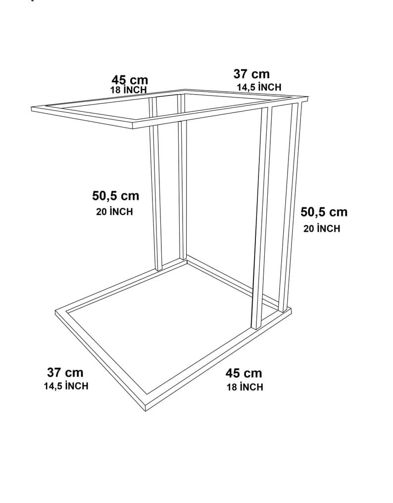 C-Shaped Side Table | Solid Wood Sofa Table | Powder-Coated Metal Frame 18x14