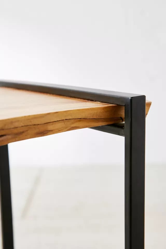 Live Edge Side Table | Wood Coffee Table | Powder-Coated Metal Stand Accent Table