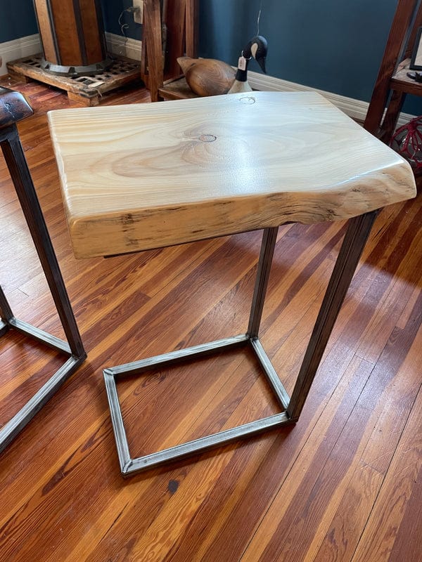 Live Edge End Table | Natural Wood Side Table | Modern Metal Leg Accent Table