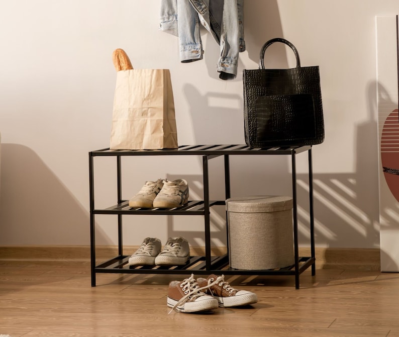 3-Tier Metal Shoe Rack | Entryway Shoe Organizer | Minimalist Hallway Storage