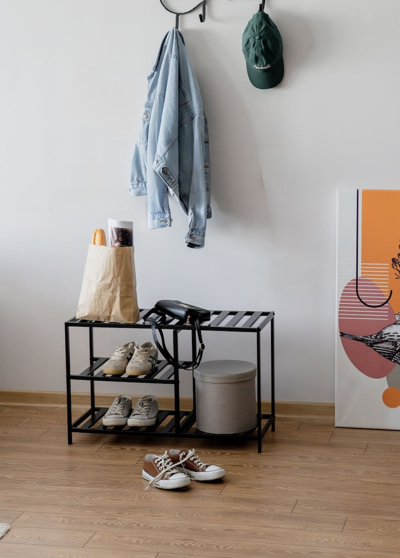 3-Tier Metal Shoe Rack | Entryway Shoe Organizer | Minimalist Hallway Storage