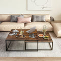 Nesting Coffee Tables Set of 2 | Industrial Wood Metal Tables | Rustic Modern Living Room